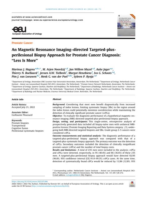 Pdf An Magnetic Resonance Imaging Directed Targeted Plus Perilesional Biopsy Approach For