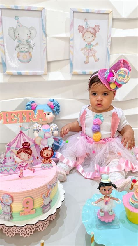 Tema Mesversario Menina 4 Meses - 9 meses circo rosa @pietra_nunnes | Mesversario circo, Mesversario ...