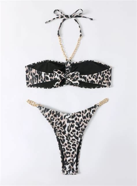Foreign Trade Leopard Print Fashion Sexy Bikini Amazon Tight Split Swimsuit Women Bikini