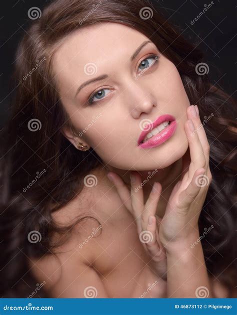 Beautiful Woman With Naked Shoulders Stock Photo Image Of Posing Cute