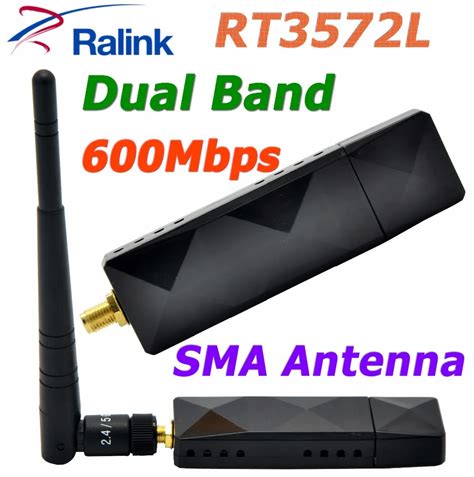RALINK RT3572 Dual Band 600Mbps Wireless WiFi USB Adapter with SMA 5dBi ...