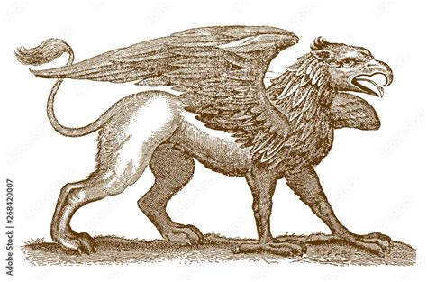 Legendary Mythical Hybrid Creature Griffin Gryphon Spreading Wings