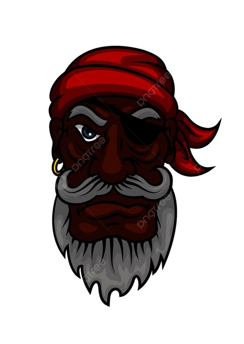 Gray Bearded Old Pirate Character In Red Bandanna And Leather Eye Patch ...