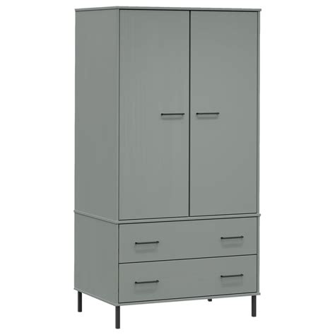 vidaXL Wardrobe Armoire Closet Rack Storage with Metal Legs Solid Wood OSLO - Walmart.com