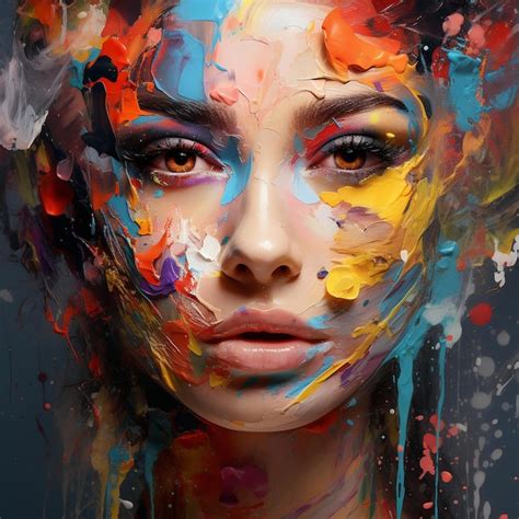 Premium AI Image A Woman With A Colorful Face Is Shown With The Word