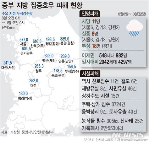 그래픽 집중호우 피해 현황실종 8명·부상 18명 네이트 뉴스