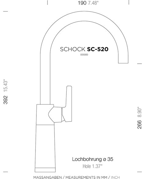 SCHOCK Armatur SC-520 mit Festauslauf / CRISTADUR® / Einhebelmischer ...