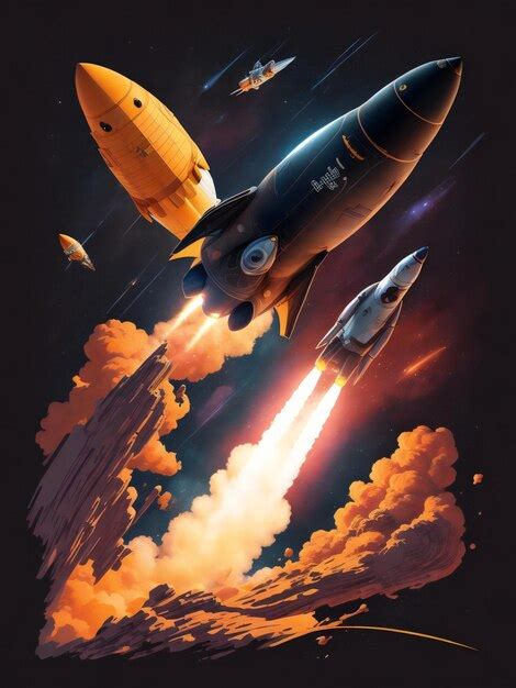 Premium Ai Image An Illustration Of Rocket Flying Through The Sky