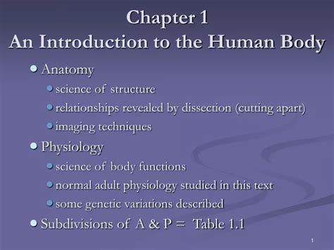 Ppt Chapter 1 An Introduction To The Human Body Powerpoint