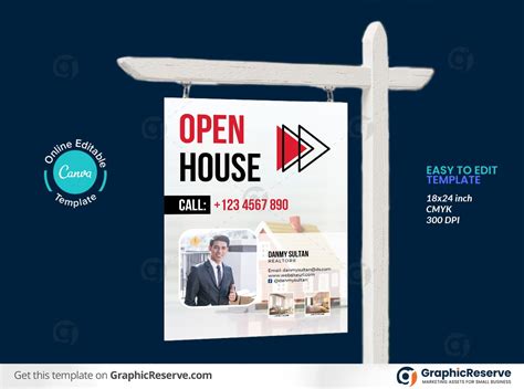 Open House Yard Sign Canva Template Customize And Print 18x24 Inches