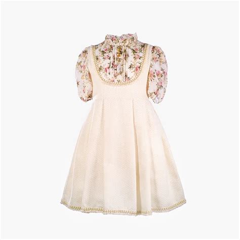 DAVACollection Girls Ivory Floral Woven Dress For Girl