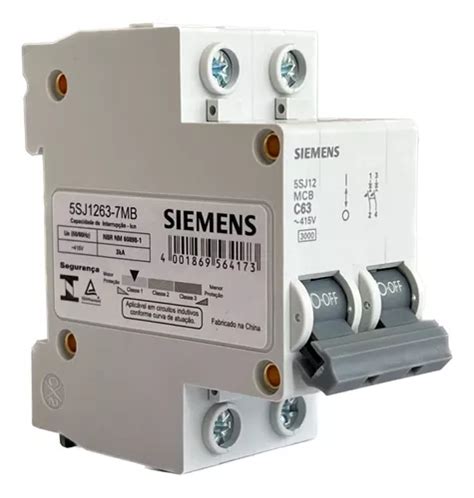 Disjuntor Bipolar Siemens Curva C 63a 3ka 5sj12637mb MercadoLivre