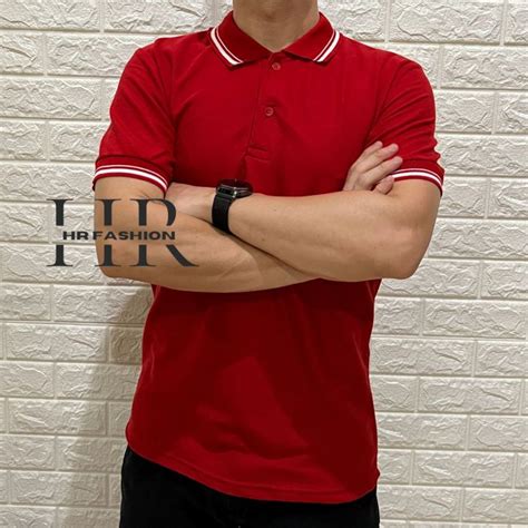 NEW SIZE PoloShirt Kaos Polo Pria Kaos Kerah List Putih By HR