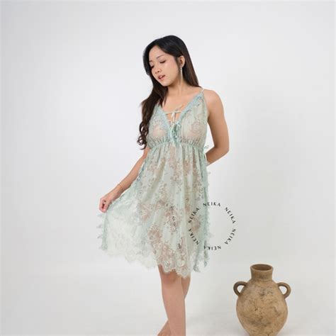 Jual ODETTE Sexy Lingerie Dress Bisa Bigsize Premium Lace Transparan Baju Tidur Sexy Wanita