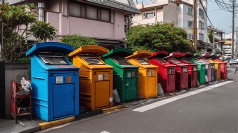 Fundo Muitas Caixas De Correio Coloridas Se Alinham Em Uma Rua Em