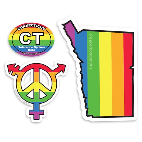 TS Tolerance States Connecticut Pride LGBT Gay Lesbian Bisexual Transgender Rights Sticker Set