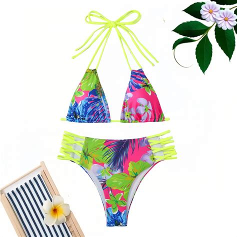 2024 Multicolor Sexy Bikini Women Swimsuit 2 Piece Swimsuit Backless Swimsuit Triangle Strap