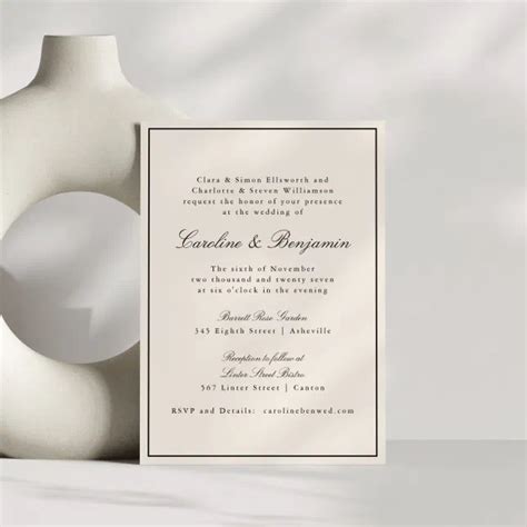 Formal Classic Border Script Elegant Wedding Ivory Invitation Zazzle