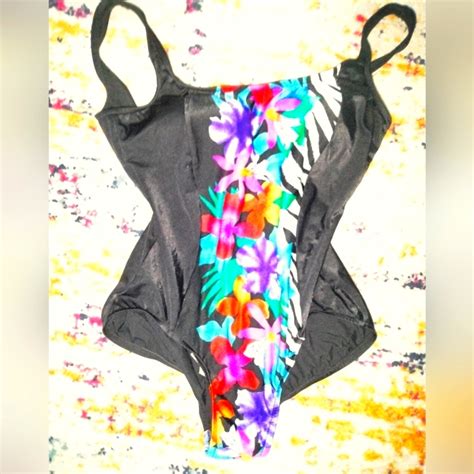 Pacific Connections Vintage One Piece Swim Size 14 Ze… Gem