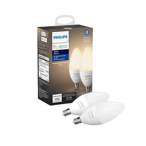 Philips Hue E12 Bluetooth Smart LED Decorative Candle Bulb, 2-Pack, White 5.5 Watt - Walmart.com