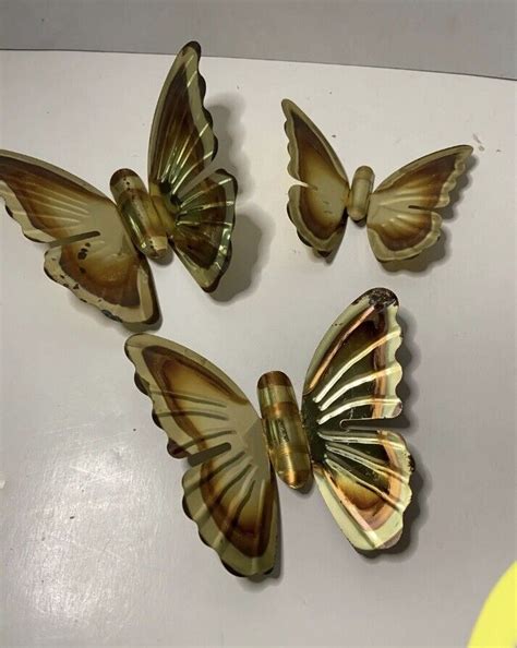 Vtg Home Interior Homco Metal Butterfly Wall Decor Brass Copper