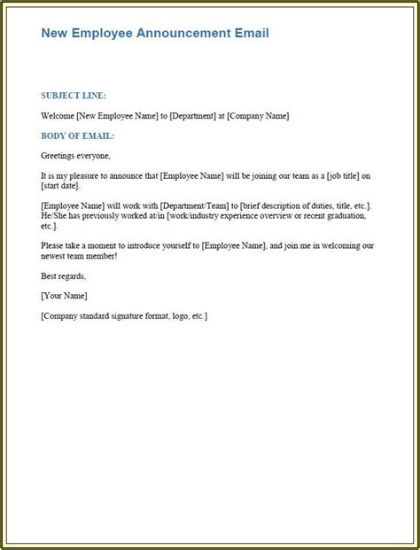 New Employee Onboarding Email Template