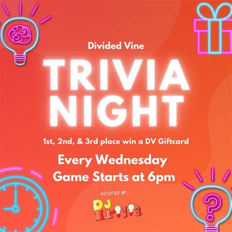 Wednesday Night Trivia Divided Vine Gilbert 17 January 2024 Allevents