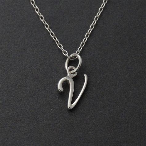 Sterling Silver Tiny Letter V Necklace Fashionjunkie4life