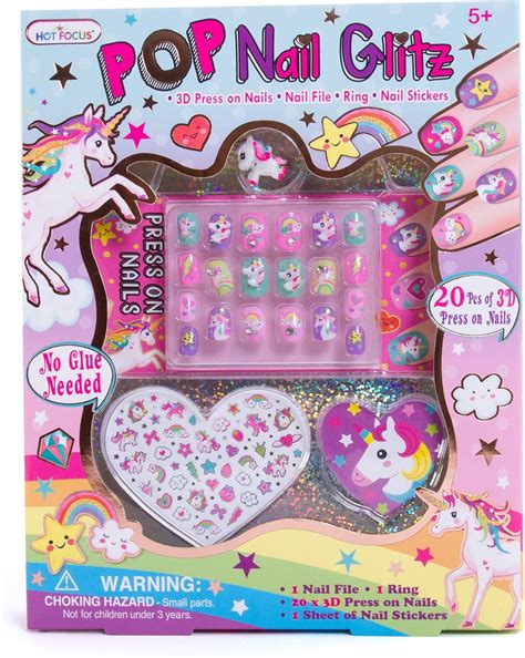 Amazon Hot Focus Unicorn Nail Art Kit D Press On Nails Stickers File Ring Piece