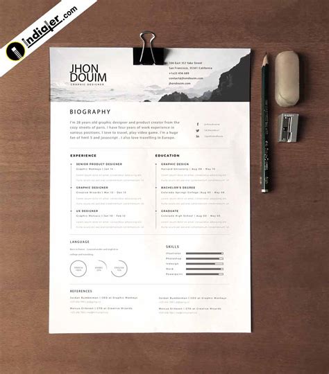 download-beautiful-resume-templates-free-psd - Indiater