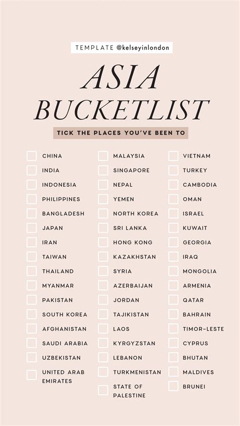 Travel Bucket List Template