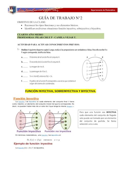 Pdf Gu A De Trabajo N C Toda Funci N Biyectiva Es