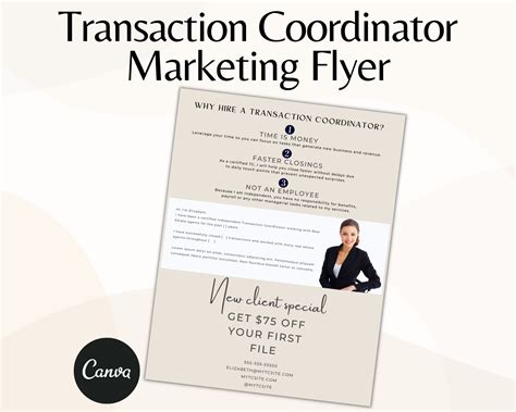 Transaction Coordinator Email Flyer Template, Real Estate Transaction