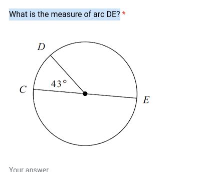 SOLVED: What is the measure of arc DE?