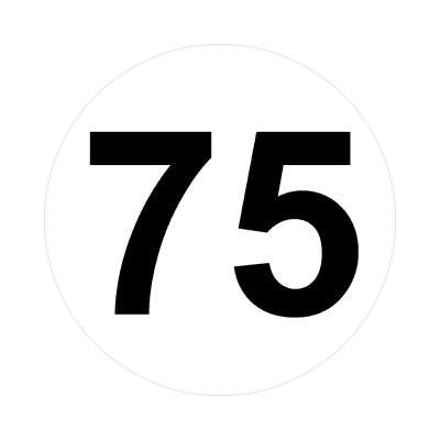 Number 75 White Black Stickers, Magnet | Wacky Print