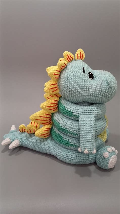 Dino Stacking Toy Crochet Pattern Pdf Amigurumi Stegosaurus Nursery