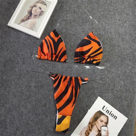 Micro String Bikini Bademode Minikini Zebra Print Badeanzug