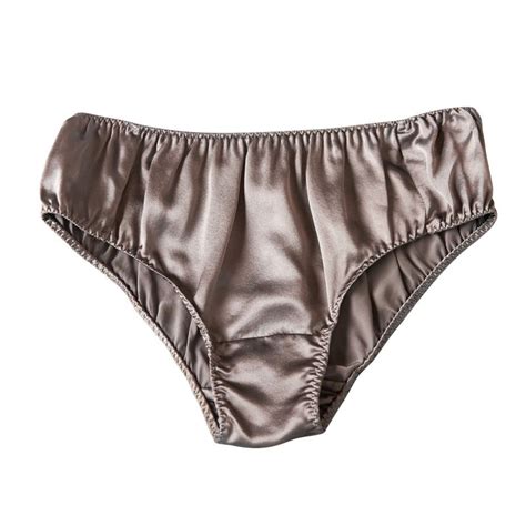Pure Mulberry Silk Bikini Pantie Mid Waist In Taupe Soft Strokes Silk Wolf Badger