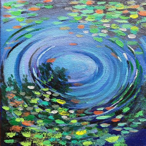 Pond Reflections Impressionist Art Small Painting Ready To Hang