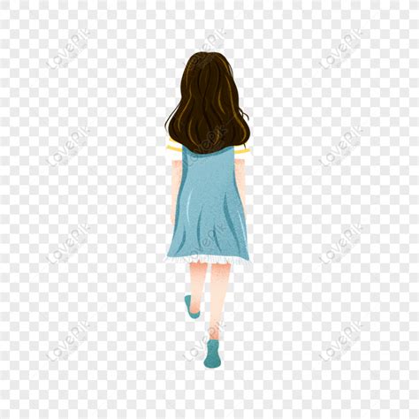 Free Leisurely Walking Fresh Girl Cartoon Element Leisure Fresh