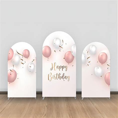 White Pink Silver Balloon Birthday Arch Backdrop Kit Lofaris