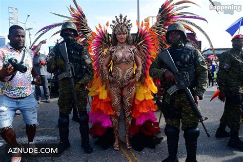 Rihanna Sexy Stuns In A Dazzling Bejeweled Bikini At Carnival Festival In Barbados Aznude
