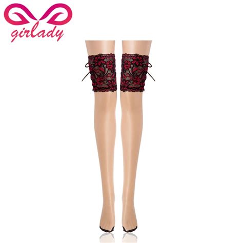 Girlady Sexy Women Wide Lace Top Stockings Back Seam Nylon Stockings