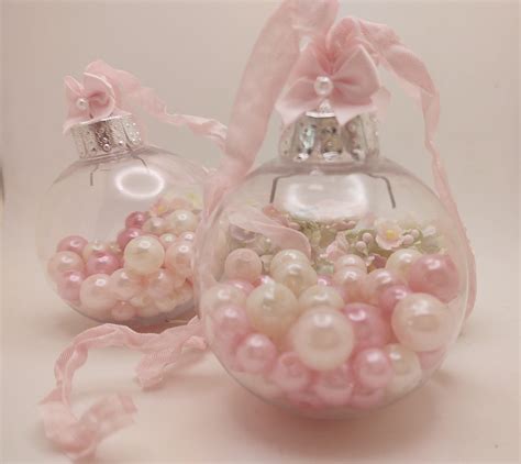 2 PINK Shabby Chic CHRISTMAS Tree Ornaments - Shabby Chic Ornament