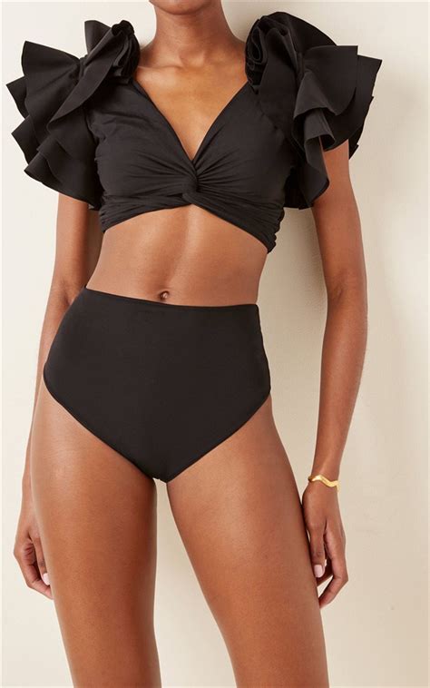 Brazilian Swimwear Woman Wrap Top Ruffled Sleeve Sexy Bikini Beach Set Split Swimsuit Bikini