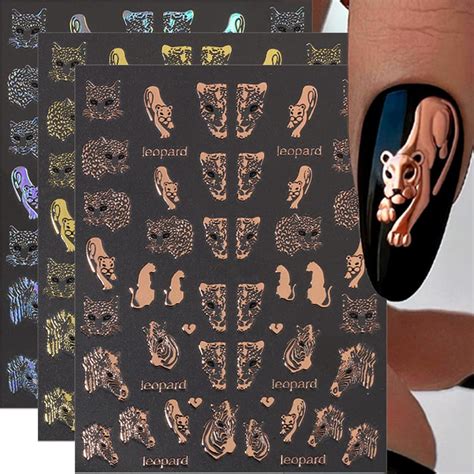 Dornail Bl Tter Bronzieren Leopard Nagelsticker Selbstklebend D