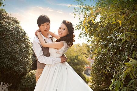 Free photo: wedding, just married, bride, the groom, dress, nature ...