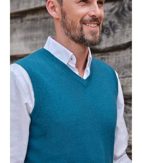 Teal Blue Cashmere Slipover Woolovers Au