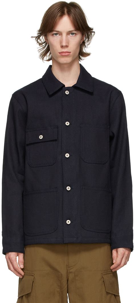 Naked Famous Denim Navy Chore Coat Ssense