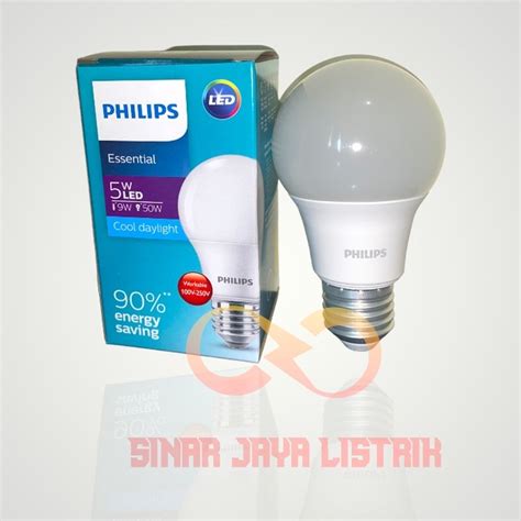 Jual Lampu Led Bulb Philips 5 Watt Essential Putih Cool Daylight 5w E27